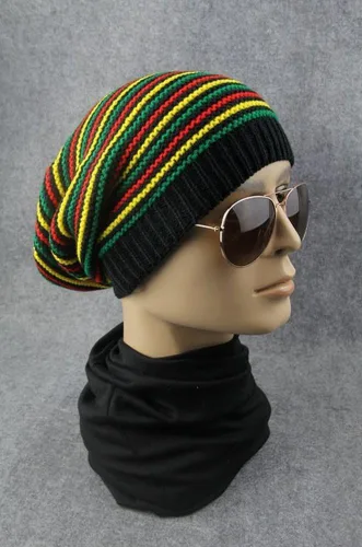 Miniatura 2 de ganesha Gorro de invierno unisex de Jamaica Reggae Rainbow Stripes, Arco iris