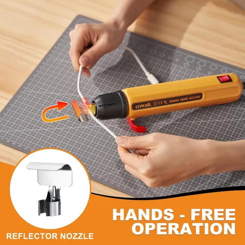 Miniatura 3 de Mini Pistola de Aire Caliente 380W – Herramienta de Aire Caliente de Doble Temperatura con Cable Largo de 1.5m y Boquilla para Reparación