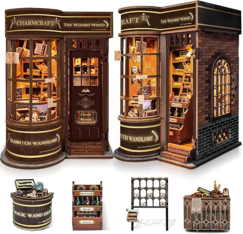 Miniatura 11 de SUNNINO Kit de Rincón de Libros - Kit de Casa de Muñecas en Miniatura DIY, Rompecabezas 3D de Madera con Luz LED, Kits de Rincón de Libros