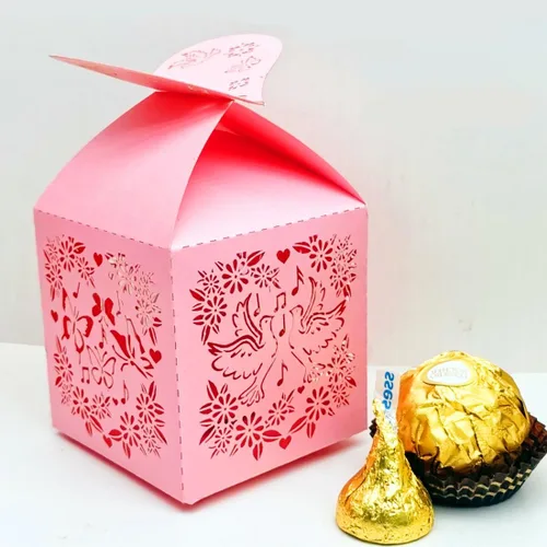 Miniatura 11 de the love 46 cajas de recuerdos de boda, flores cortadas con láser, flores y mariposas de pavo real, paloma, cantar, caja de chocolate creativa