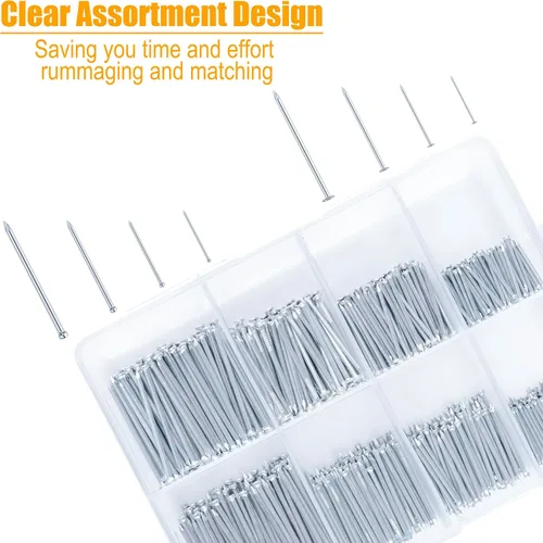 Miniatura 2 de KURUI Kit surtido de 700 uñas y martillo de 8 onzas, martillo pequeño para colgar decoración artística de pared, marco de fotos, 350 clavos