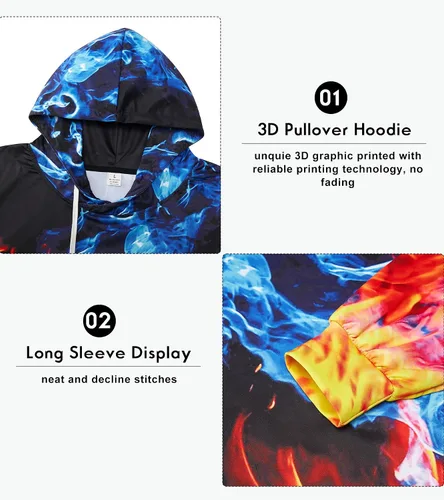 Miniatura 5 de uideazone Sudadera con capucha con estampado 3D para hombre y mujer, con bolsillo tipo canguro