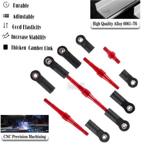Miniatura 4 de Tensores ajustables para 1/10 Slash/Rustler/Stampede/Bandit VXL 4WD, tensores ajustables Camber Links Toe Link, 7 unidades, rojo Rojo/7 piezas