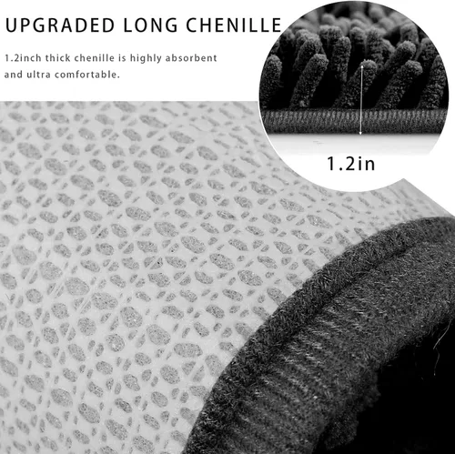 Miniatura 5 de Tapete de baño de felpilla antideslizante de microfibra para bebé, ultra suave, lavable, secado rápido, absorbente de agua, tapete para ducha