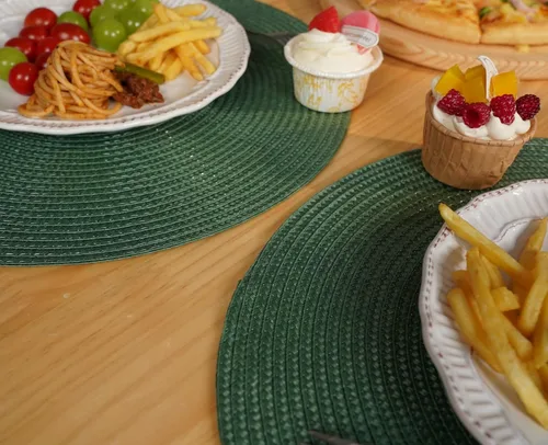 Miniatura 4 de Zupro Juego de 6 manteles individuales redondos trenzados de 15 pulgadas, resistentes al calor, antideslizantes, lavables, para cocina, mesas