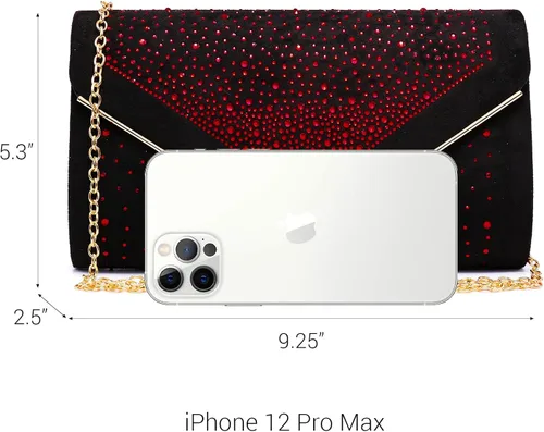 Miniatura 4 de Dasein Bolso de noche con diamantes de imitación para mujer, clutch de ante sintético, bolsos brillantes para fiestas formales, cóctel, boda, cartera