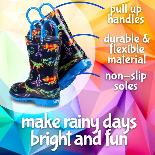Miniatura 5 de ZOOGS Printed Kids Toddler Rain Boots for Girls and BoysDinosaur1