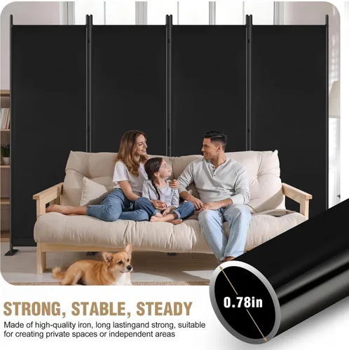 Miniatura 4 de Divisor de habitación, pantalla plegable de privacidad de 6 pies de alto, divisor de pared portátil de 88 pulgadas de ancho para separación