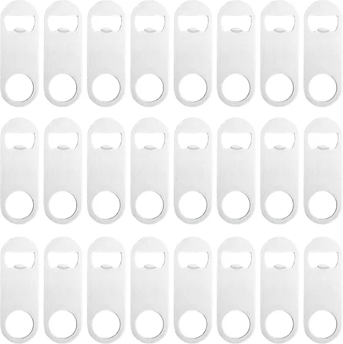 Miniatura 17 de 12 abridores de botellas planos de 3.5 x 1.18 pulgadas, abridor de botellas de cerveza de acero inoxidable negro, hoja de barra resistente, abridor