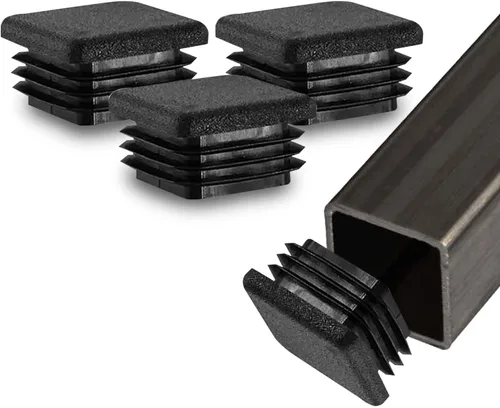 Miniatura 8 de Prescott Plastics Tapones de agujero de plástico acanalado de perímetro exterior de 1/2 pulgada (0.500 in), tapas cuadradas de tubo de metal negro
