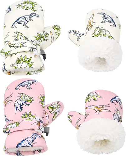 Miniatura 27 de Manoplas con forro polar para bebés, niños y niñas, guantes de invierno para niños pequeños, paquete de 2 pares