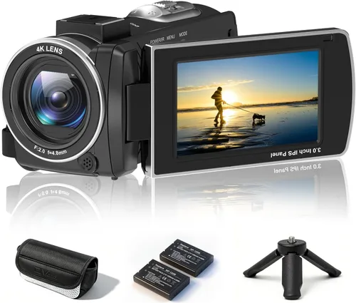 ORDRO Z36 Videocámara 4K 64MP Vlogging Cámara para YouTube 18X Cámara de zoom digital 3.0 ''Pantalla abatible, visión nocturna IR, incluye 2