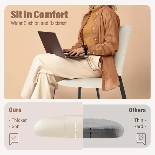 Miniatura 3 de Lamberia Juego de 4 sillas de comedor modernas de mediados de siglo, cómodas sillas tapizadas de piel sintética para cocina, comedor, color blanco