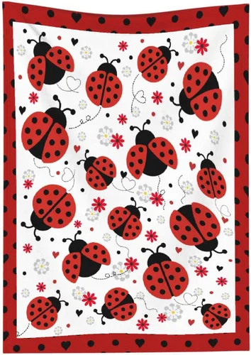 Miniatura 9 de Manta de franela de mariquita para regalo, ultra suave y acogedora, manta de forro polar ligera y mullida, manta de felpa cálida para sofá, cama, 30