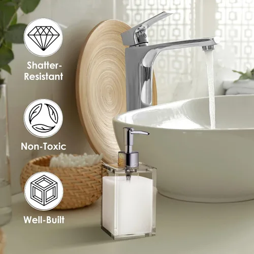 Miniatura 4 de Dispensador de desinfectante de manos reutilizable de acrílico transparente para cocina y baño con bomba de acero inoxidable a prueba de óxido