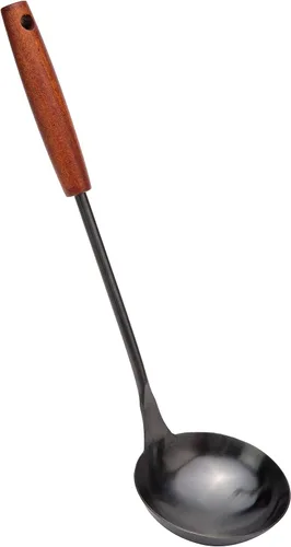 Miniatura 7 de FJNATINH Juego de espátula y cucharón para wok de 17 pulgadas, cuchara espumadora, espátula ranurada, juego de utensilios de cocina de acero