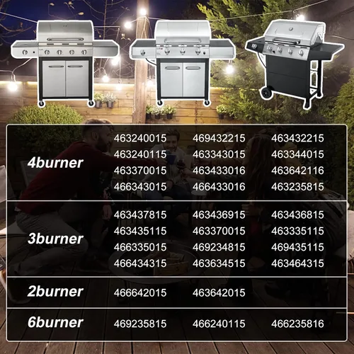 Miniatura 4 de Uniflasy Piezas de repuesto para parrilla Charbroil Advantage 4 quemadores 463344015, 463343015, 463432215, 463240015 parrilla de gas 3 quemadores