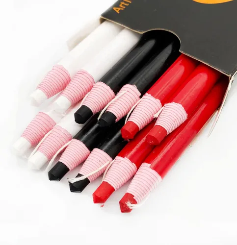 Lápiz de marca de costura, 12 unidades, blanco/negro/rojo, 3 colores, invisibles, borrables, para marcas de corte de cuero, marcas de sastre para