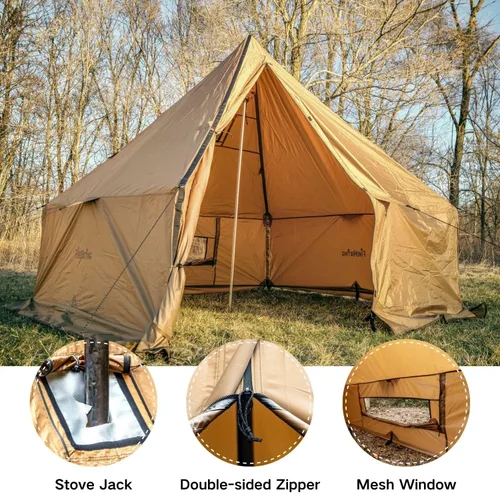 Miniatura 3 de FIREHIKING Camping Hot Tent with Stove Jack Yurt Tent Outdoor Wall Tent Teepee Tent with Snow Skirt