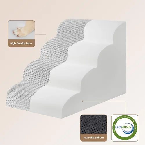 Miniatura 2 de EHEYCIGA Escaleras curvas para perros para camas altas de 50 cm de altura, 4 escalones para perros pequeños y gatos, escaleras para mascotas