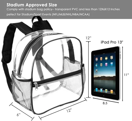 Miniatura 2 de Keepcross Mochila transparente aprobada para estadios de 12 x 6 x 12 pulgadas, mini bolsa transparente para eventos en estadios, eventos deportivos