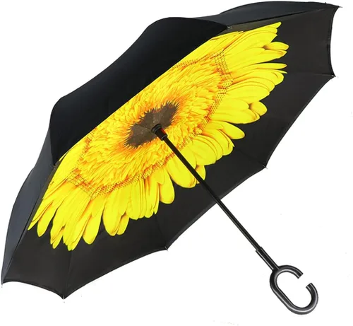 Miniatura 35 de MRTLLOA - Paraguas invertido de gran tamaño de 40/49/56 pulgadas - Sombrilla doble capa resistente al viento, con mango en forma de C y tamaño golf