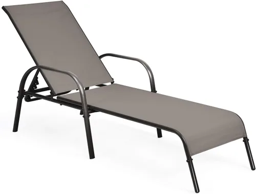 Miniatura 18 de Tangkula Sillón para exteriores, tumbona de patio con respaldo ajustable, sillón reclinable para piscina exterior con marco de acero resistente