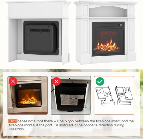 Miniatura 4 de ORALNER Chimenea Eléctrica de 32" con Repisa, Paquete de Caja de Combustión de Madera Envolvente Independiente Inserto de Chimenea de 18" Calentador