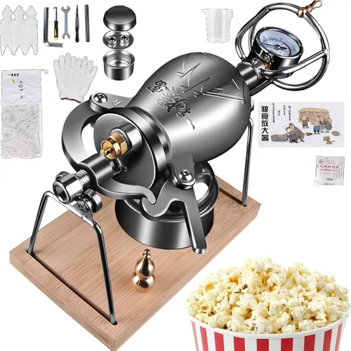 Popcorn Poppers Chinese Popcorn Cannon High Pressure Popcorn Maker Stainless Steel Popcorn Popper Puffed Rice Maker Popcorn Kits for Popcorn (268ml)