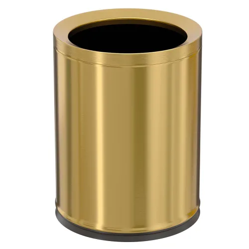 Miniatura 7 de 14L/3.7GAL Papelera negra y dorada, papelera de oficina con tapa abierta, papelera de metal, papelera dorada sin tapa para oficina, hotel, tienda
