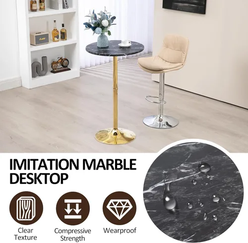 Miniatura 7 de Finnhomy Mesa redonda de bar de cóctel de 24 pulgadas con base de metal, mesa alta de pub bistró, mesa de altura de barra para cocina, comedor, sala