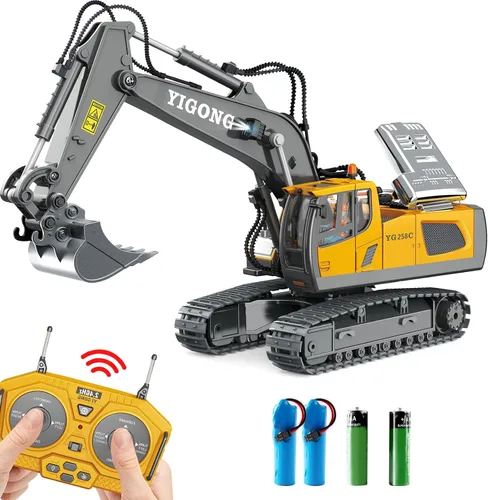 Miniatura 9 de Dwi Dowellin Juguetes de Camión Volquete con Control Remoto para Niños de 4-7, Carro RC de Construcción con Luces/Sonidos para Niños de 8-12 Años
