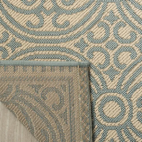 Miniatura 5 de SAFAVIEH Alfombra lavable para exteriores Linden Collection - 4 x 6 pies, aguamarina y crema, no desprende pelusa y fácil de limpiar, ideal