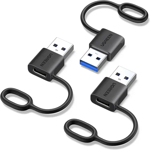 UGREEN Adaptador USB C a USB, paquete de 3, adaptador USBC hembra a un macho tipo C convertidor de carga compatible con iPhone 17/16 Pro Max, 15 14