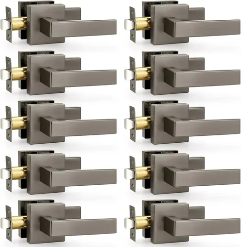 Miniatura 76 de Probrico Paquete de 4 manijas de puerta simuladas en negro mate, manijas interiores que no giran, manijas reversibles resistentes para interiores