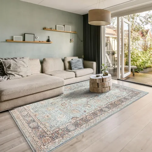 Miniatura 42 de GLN Rugs Traditional Collection - Alfombra de felpilla lavable a máquina, tradicional, antideslizante, alfombra de felpilla de pelo bajo, para sala