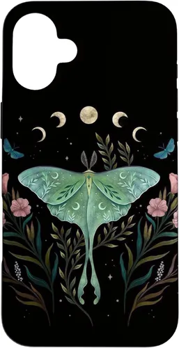 Miniatura 22 de Funda estética Witchy Luna Moth Flower Floral Moon Phases para iPhone 13