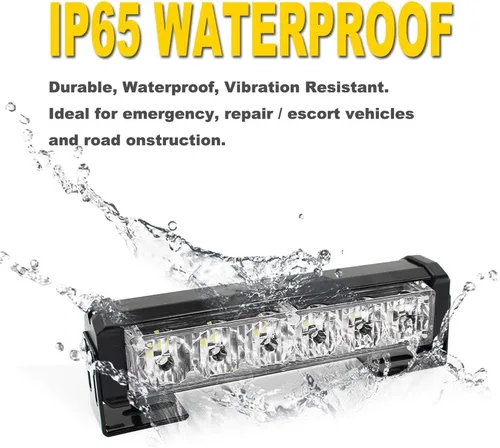 Miniatura 5 de 2 x 6 LED con 9 modos de advertencia para el tráfico - Luces estroboscópicas impermeables para auto, para interior, techo, salpicaderas, parabrisas