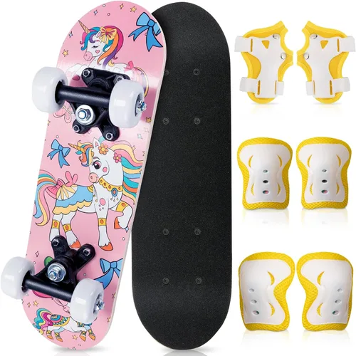 Miniatura 37 de Honoson Juego de 7 piezas de rodilleras, coderas y muñequeras para patinetas para principiantes y niños pequeños