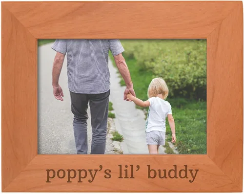 Miniatura 30 de Personalized Gifts Grandpa Gift Grandpa's Lil' Buddy Grandson - Marco de fotos de madera natural grabado de 4 x 6 pulgadas, diseño de paisaje