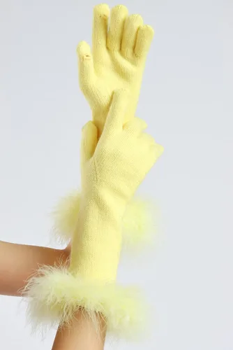 Miniatura 3 de Sahabowi Guantes de cuero para clima frío Manopla de lana cálida de invierno para mujeres