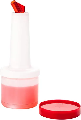 Miniatura 14 de Restaurantware Botella de plástico de almacenamiento de 2 cuartos de galón, con boquilla roja y tapa, botella de almacenamiento de barra, 4 3/4 Rojo