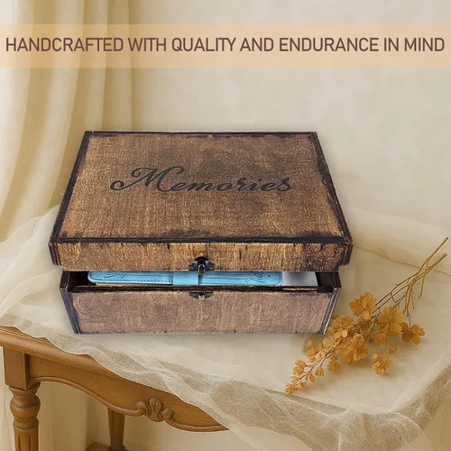 Miniatura 4 de Caja grande de madera para recuerdos, caja de madera para recuerdos, para bodas, caja de recuerdos grabada, caja de almacenamiento decorativa