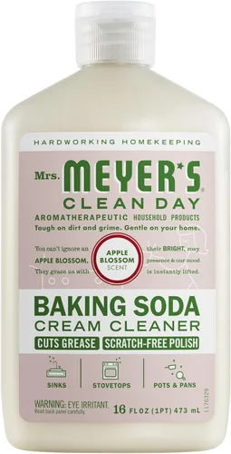 MRS. MEYER'S CLEAN DAY Limpiador en crema de bicarbonato de sodio, corta la grasa, pulido sin arañazos, flor de manzano, 16 Fl Oz, paquete de 1