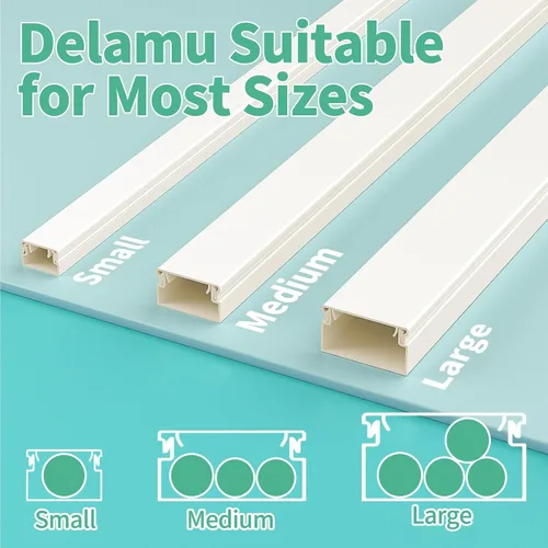 Miniatura 7 de Delamu Kit de cubierta de cable autoadhesivo de 100 pulgadas para TV montado en la pared, ocultador de cables pintable, sistema de gestión de cables
