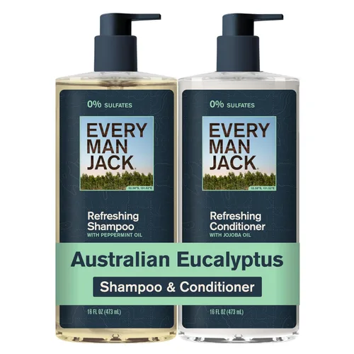 Every Man Jack Set de champú y acondicionador para hombre, eucalipto australiano, sin sulfatos, fabricado con ingredientes refrescantes alimentados