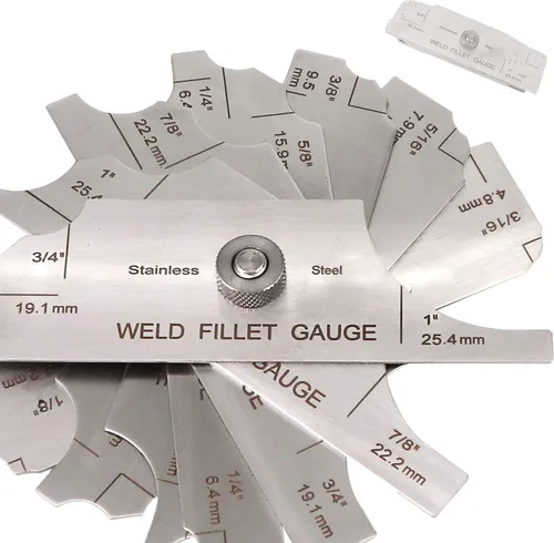 Medidor de soldadura de filete de acero inoxidable calibre Rl calibre 1/8 ''-1 '' prueba de inspección de soldadura Unlar métrica y pulgada Precisa