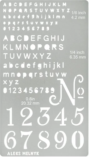 Aleks Melnyk No.422 Plantilla de Metal, Letras Pequeñas, Normógrafo, Pirografía, Quema de Madera, 1 PIEZA, Plantilla, Grabado en Madera y Patrones,