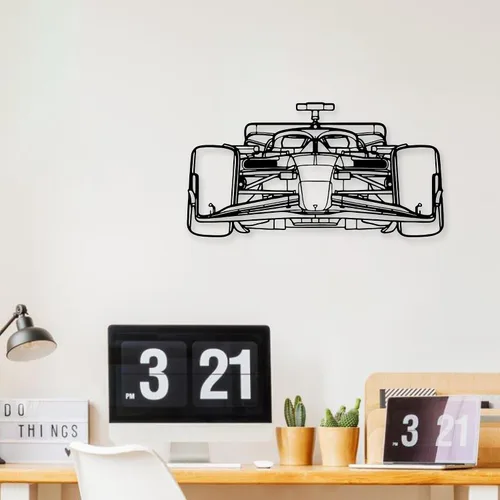 Miniatura 7 de Xedatric F1 Coche de Carreras de Metal Arte de Pared Fórmula 1 Silueta Colgante de Pared Decoración de Coche de Carreras para Garaje, Habitación