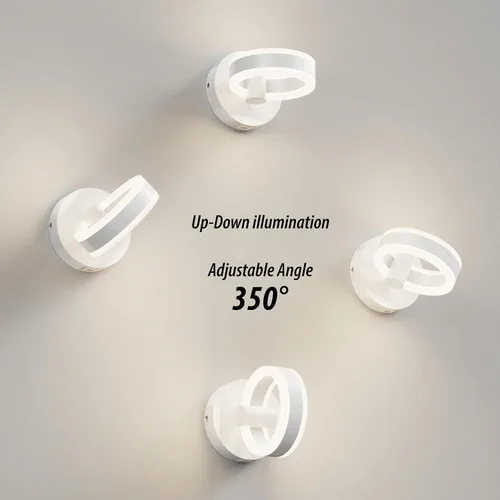 Miniatura 4 de Apliques de pared LED con interruptor de encendido/apagado, accesorios de pared con cable giratorio blanco, puerto de carga USB integrado